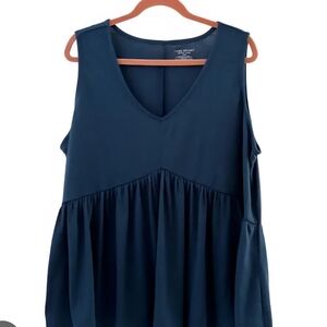 Lane Bryant Blue Sleeveless Smocked Blouse